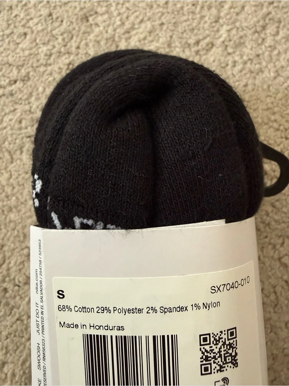 NWT! Nike Dri-FIT Low Cut Socks Black Size S